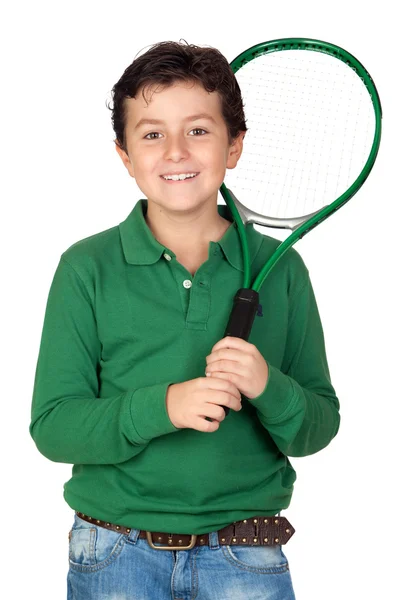 Adorable child with a tennis racket Royalty Free Stock Photos