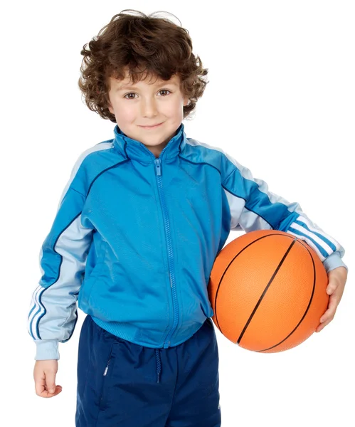 Adorable child playing the basketball Stock Image