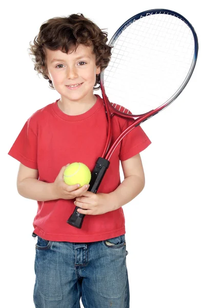 Boy with racket Stock Picture