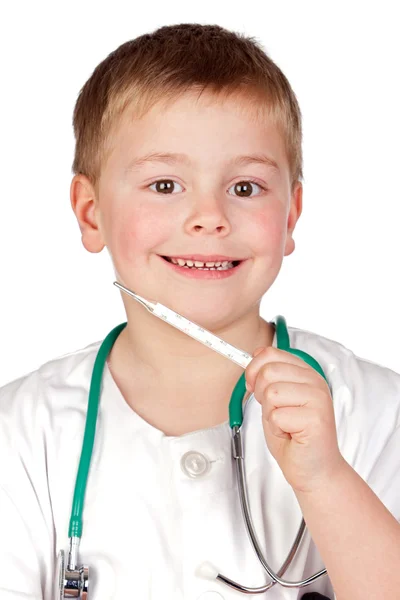 Niño adorable con uniforme médico Imagen de archivo