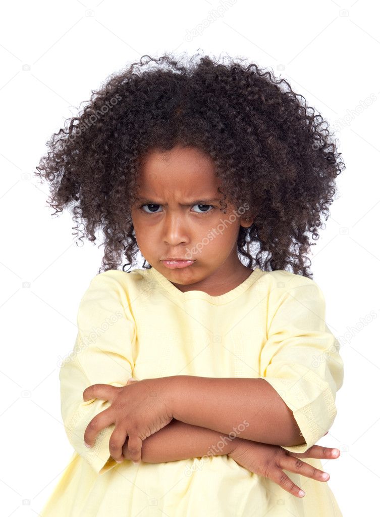 Angry little girl with beautiful hairstyle