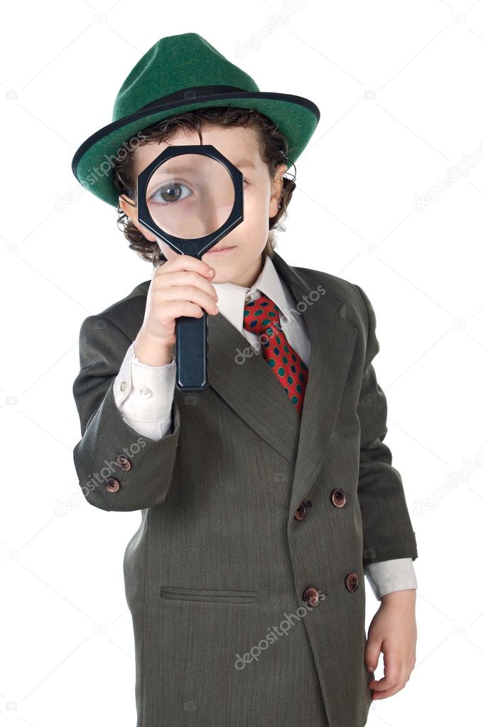 Kid with magnifying glass