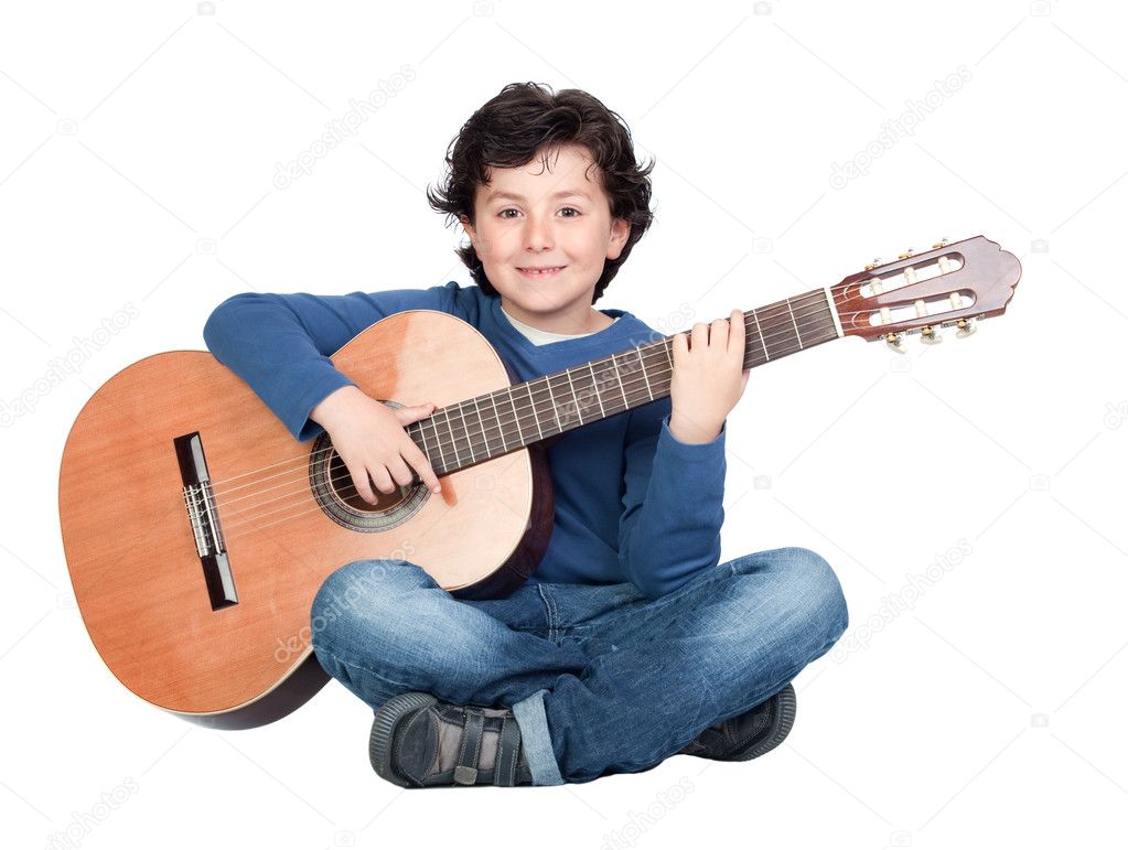 Music student playing the guitar