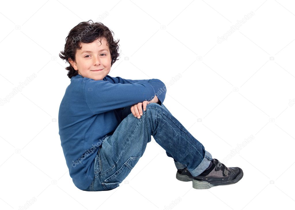 Adorable child sitting on the floor