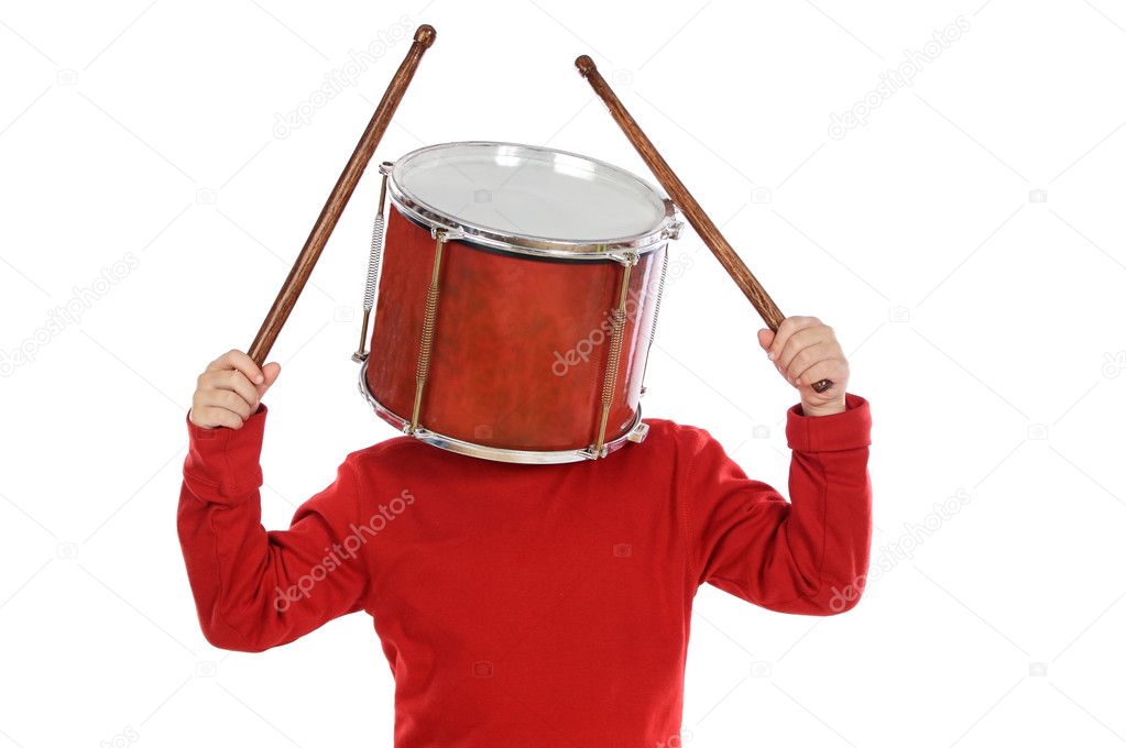 Child with a drum in the head