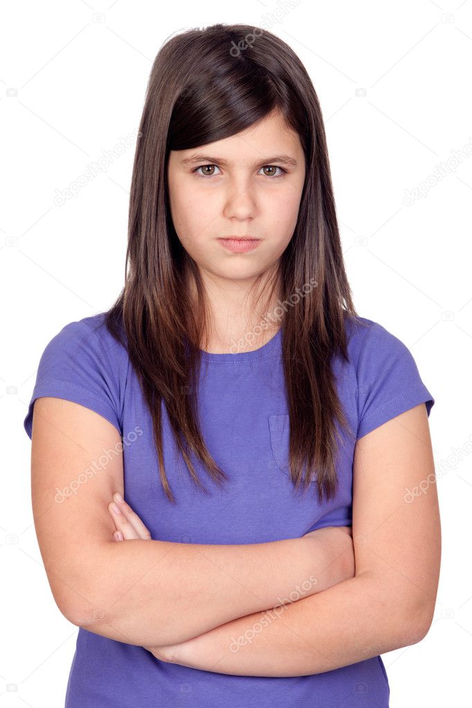 Angry preteen girl