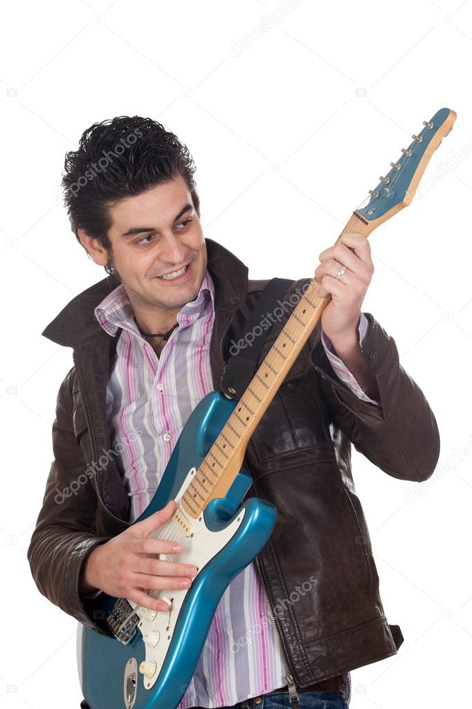 Guitarist with leather jacket