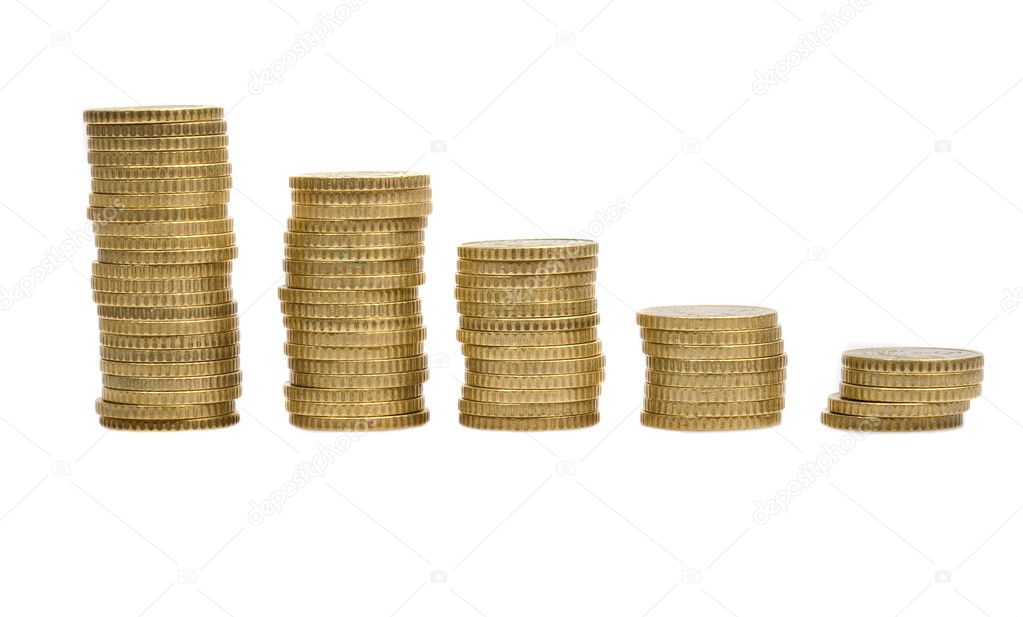 Five piles of money