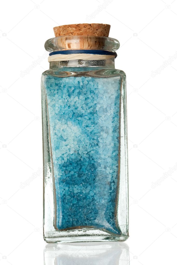 Glass jar with bath salts