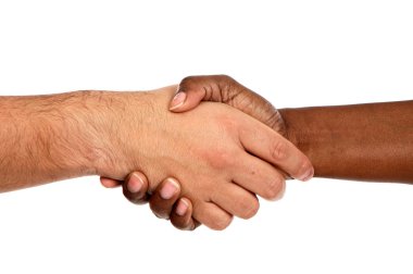 Handshake between races clipart