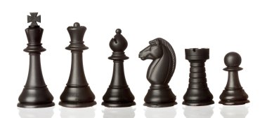 Black chess pieces in order of decreasing clipart