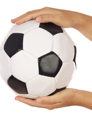 Ball of soccer in the hands clipart