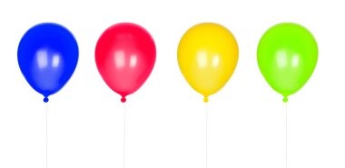 dört renkli balon şişirmek