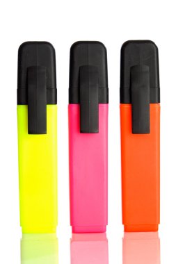 Three vertical fluorescent markers clipart