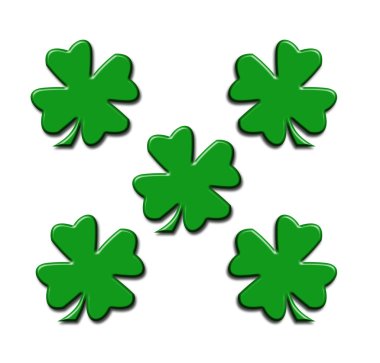 Illustration of five four-leaf clover clipart