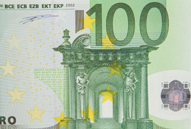 One bill of one hundred euros clipart