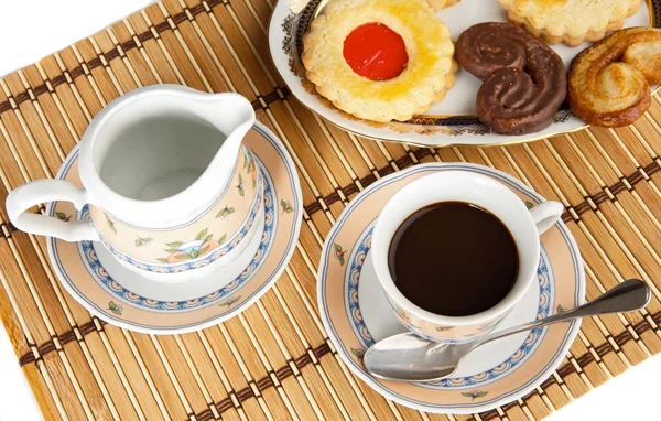 Taza de café con pasteles —  Fotos de Stock