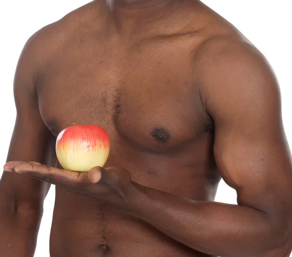 Healthy man with apple — Stock Photo, Image