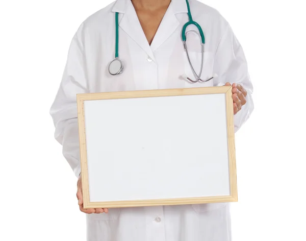 Médico anónimo con cartelera — Foto de Stock