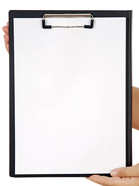 Clipboard and hands — Stock Photo, Image
