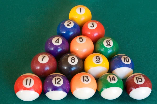 Mesa de billar con quince bolas — Foto de Stock