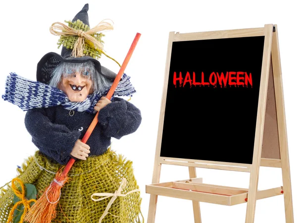 Witch whit slate and text halloween — Stock Photo, Image