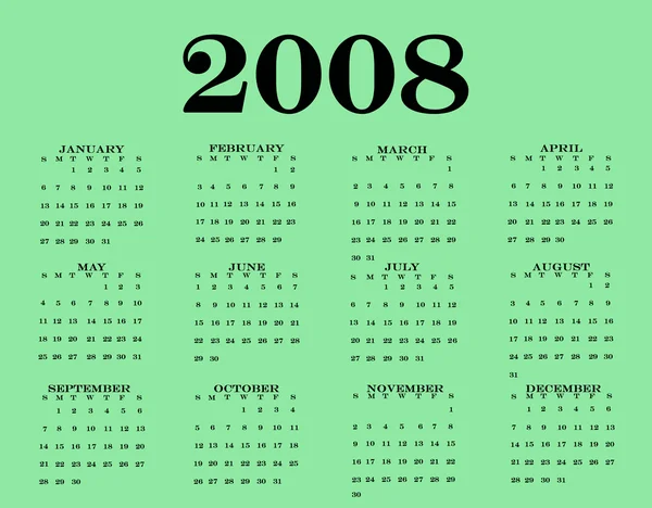 2008 年カレンダー — ストック写真
