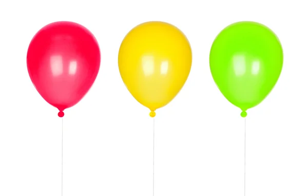 Tre färgglada ballonger uppblåsta — Stockfoto