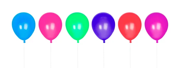 Sex färgglada ballonger uppblåsta — Stockfoto