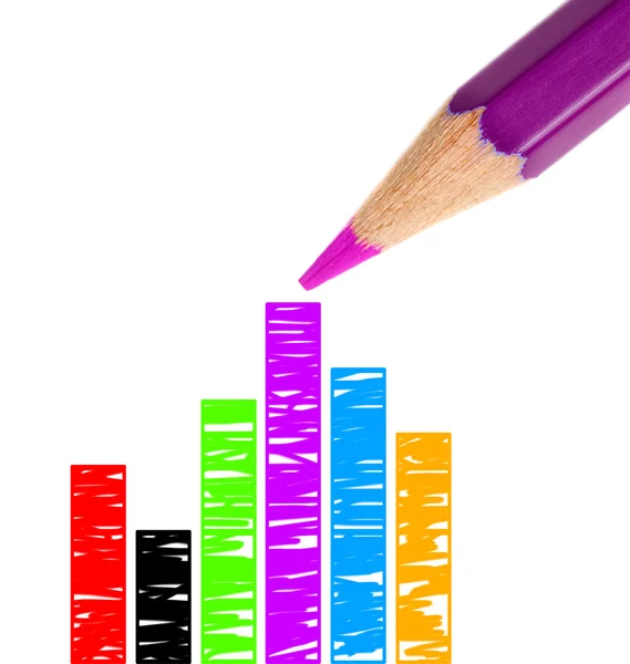 Lápiz morado dibujando un gráfico colorido —  Fotos de Stock