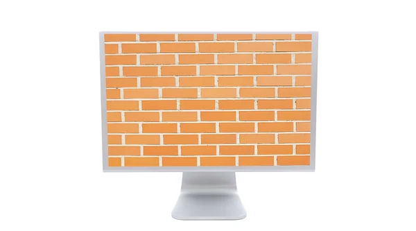 Monitor moderno con la imagen de un fondo de pared de ladrillo — Foto de Stock