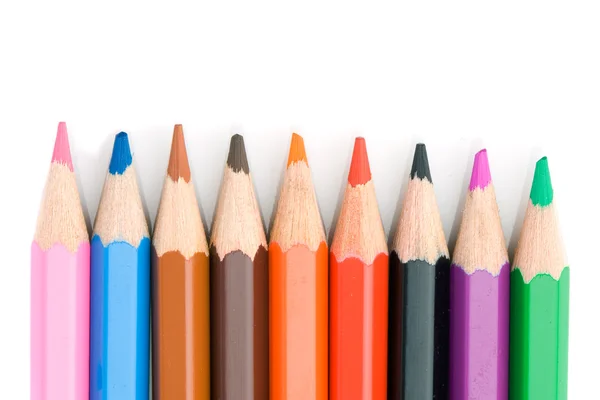 Χρωματιστά μολύβια παρατάσσονται — Φωτογραφία Αρχείου