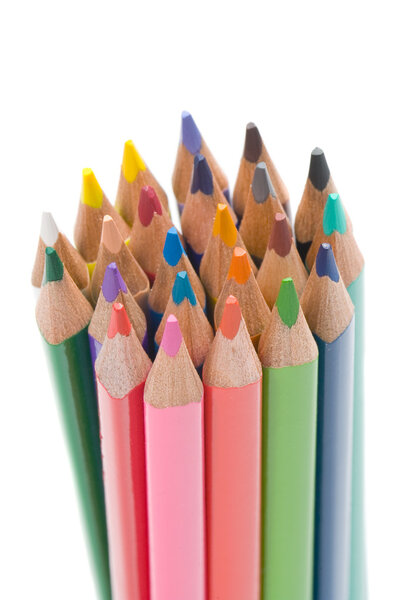 Many pencils of different colors