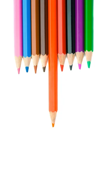 Crayons comuns alinhados — Fotografia de Stock