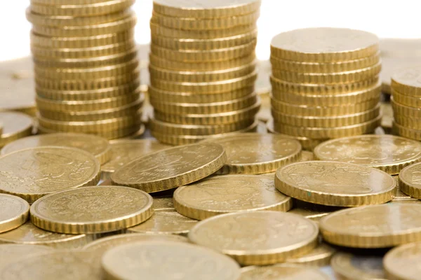 Macro of many coins cents Euro — Stock Photo, Image