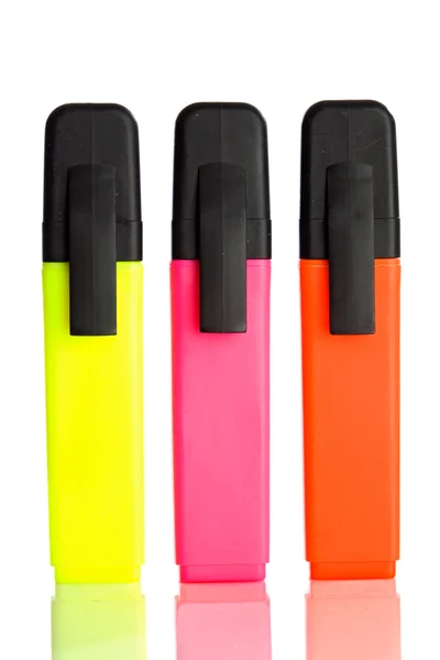 Tři vertikální fluorescenční marker — Stock fotografie