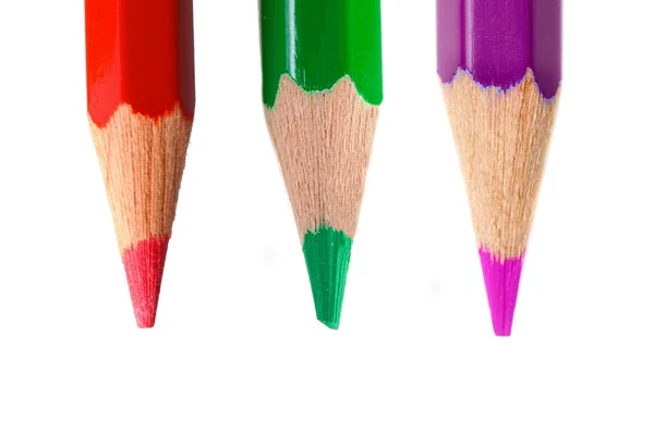 Drie kleurpotloden verticaal — Stockfoto
