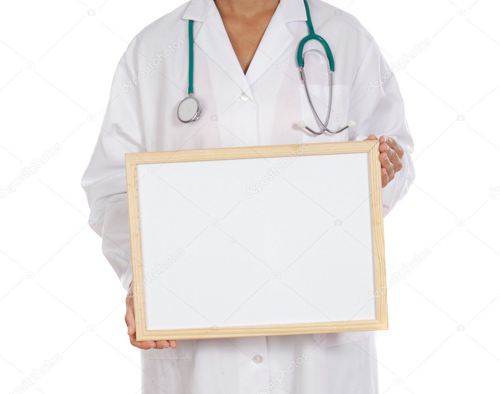 Anonymous doctor whit billboard