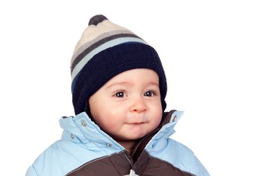 Beautiful baby with wool cap clipart