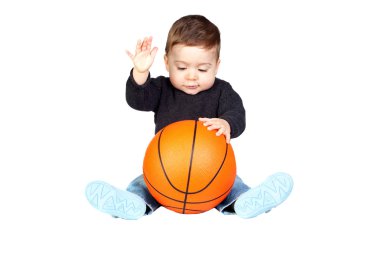 Beautiful baby with a basketball clipart