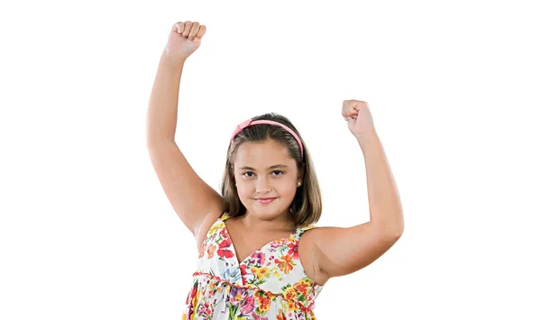 Winner girl holding success — Stock Photo, Image
