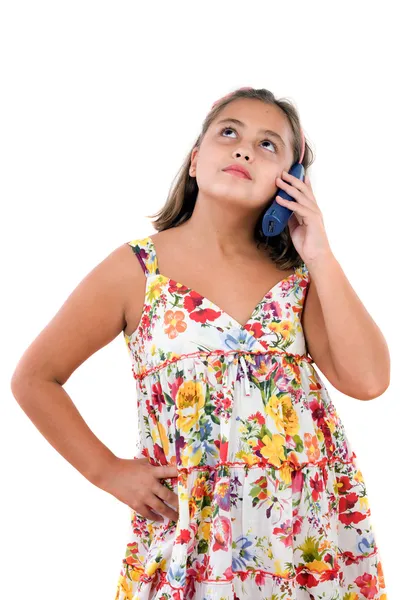 Adorable chica hablando por teléfono — Foto de Stock