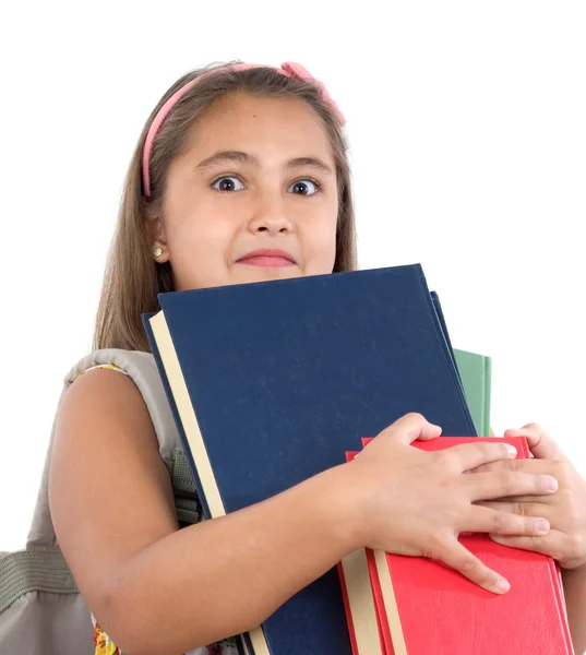 Drukke student met vele boeken — Stockfoto