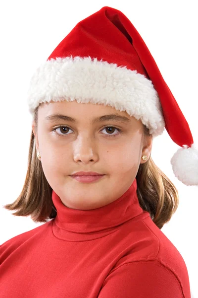 サンタ クロースの帽子と美しい少女 — ストック写真