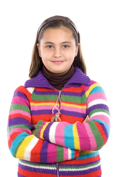Αξιολάτρευτο κορίτσι με μάλλινο σακάκι — Φωτογραφία Αρχείου