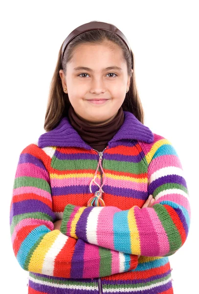 Entzückendes Mädchen mit Wolljacke — Stockfoto