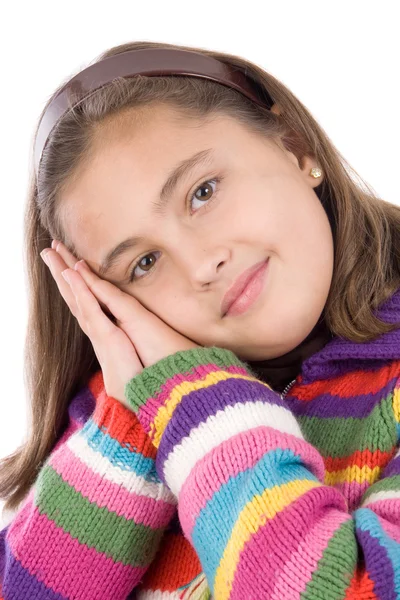 Αξιολάτρευτο κορίτσι με μάλλινο σακάκι — Φωτογραφία Αρχείου