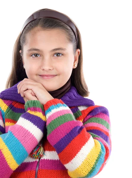 Adorable girl with woollen jacket — Stock Photo, Image