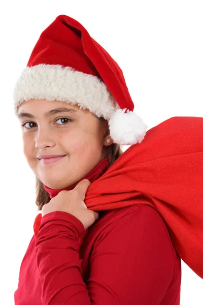 Hermosa chica con sombrero de Navidad — Foto de Stock