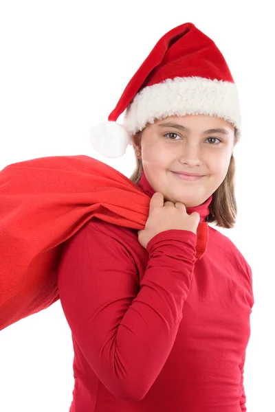 Menina bonita com chapéu de Natal — Fotografia de Stock